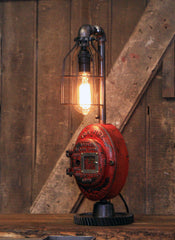 Steampunk Industrial / Fire Alarm Switch / Gear Base / ADT / Fireman / #4249