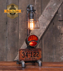 Steampunk Industrial / Antique 1930's / Stop tail light / License Plate / Automotive  / Hot rod / Lamp #4530