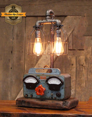 Steampunk Industrial / Sun Automotive Meter / Charger / Chicago / Lamp #4238