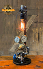Steampunk Industrial Lamp / Antique Welding Regulator / Gear / Chicago / Lamp #4268