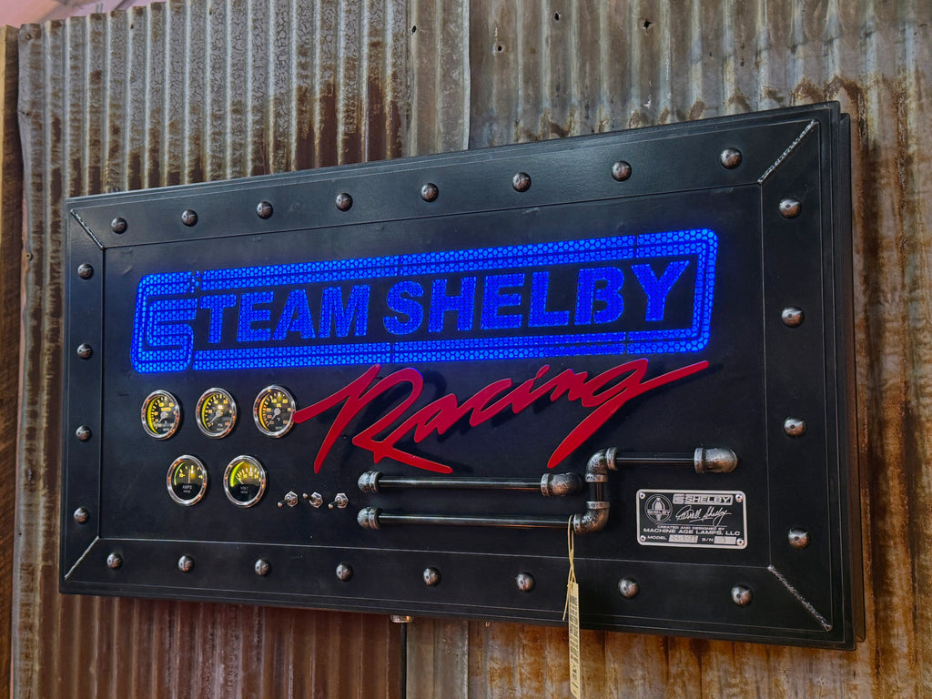Steampunk Industrial / Carroll Shelby / Wall Sconce Art / Team Racing / Automotive /  #1