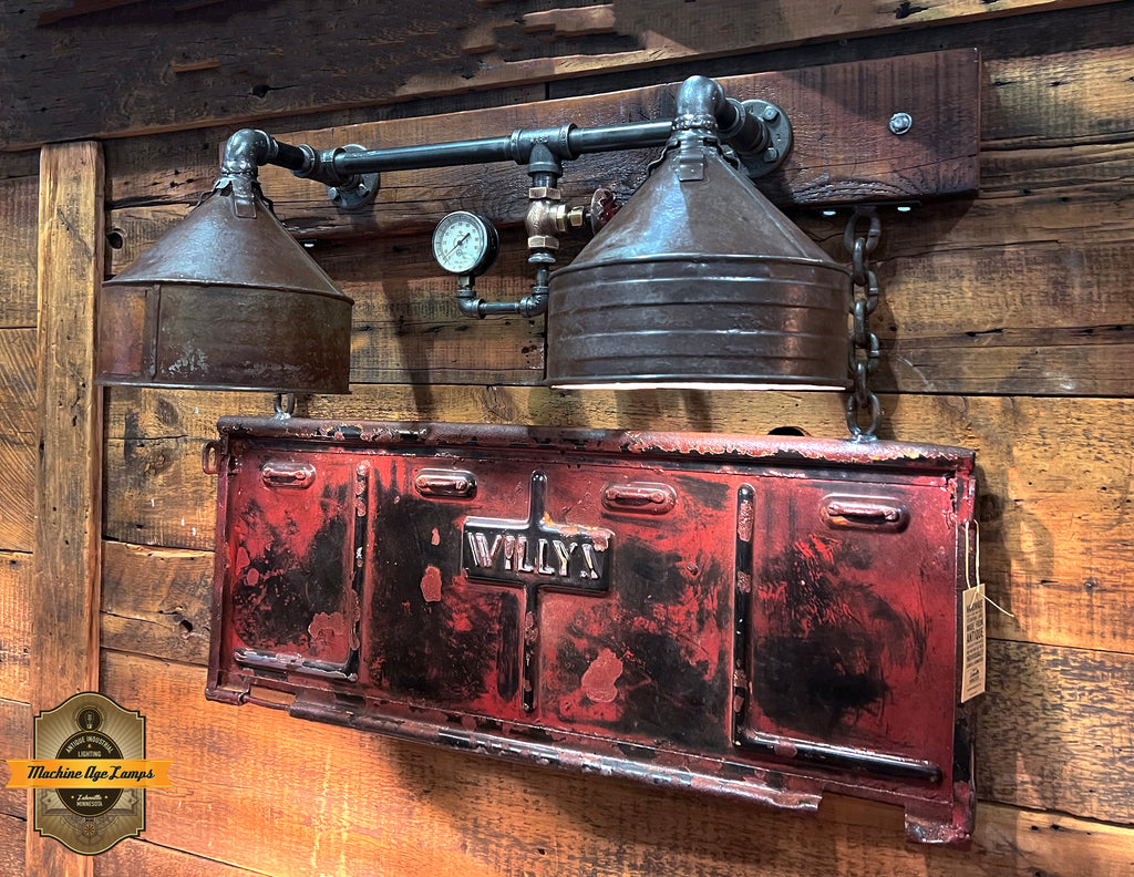 Steampunk Industrial / Willys Tailgate Wall Light / Sconce / Barnwood /Automotive /  Lamp #4031