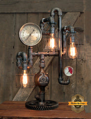 Steampunk Industrial / Steam Gauge Lamp  / 6" Steam Gauge / Gear  /  Lamp #4399