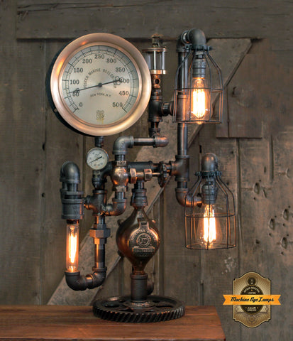 Steampunk Industrial / Steam Gauge Lamp / New York / Marine Boiler Gauge / Lamp #4400