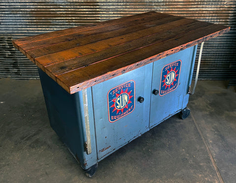 Steampunk Industrial / Antique Sun Engine Analyzer Base / Automotive / Barn wood Pub Table Bar / #6000