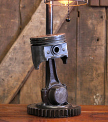 Steampunk Industrial Lamp / Vintage 1960's Piston / Automotive / Gear / Lamp #4351