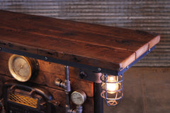 Steampunk Industrial Table / Pub, sofa console / Antique Furnace Door /  New York / Barnwood / Table #4375