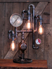 Steampunk Industrial / Steam Gauge Lamp  / 6" Steam Gauge / Gear  /  Lamp #4399