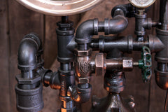 Steampunk Industrial / Steam Gauge Lamp / Boiler Gauge / Lamp #4509