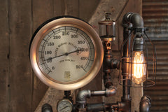 Steampunk Industrial / Steam Gauge Lamp / New York / Marine Boiler Gauge / Lamp #4400