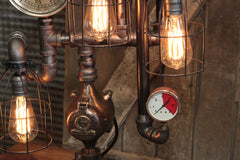 Steampunk Industrial / Steam Gauge Lamp  / Webster NJ / Gear  /  Lamp #4399
