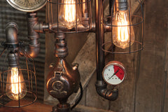 Steampunk Industrial / Steam Gauge Lamp  / 6" Steam Gauge / Gear  /  Lamp #4399