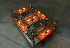 Steampunk Industrial Barnwood Coffee Table / Machine Age Lamps / Steam Gauge / Boiler Door /  Table  #4132