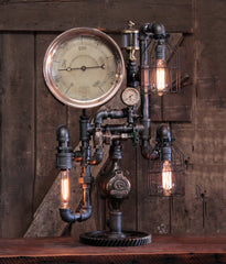 Steampunk Industrial / Steam Gauge Lamp / Boiler Gauge / Lamp #4509