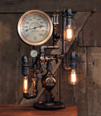 Steampunk Industrial / Steam Gauge Lamp / New York / Marine Boiler Gauge / Lamp #4400