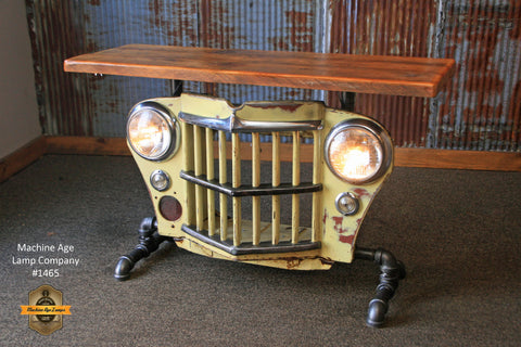 Industrial Antique Jeep CJ Military Willys Grille Table, Console, lamp Stand #1465 - sold
