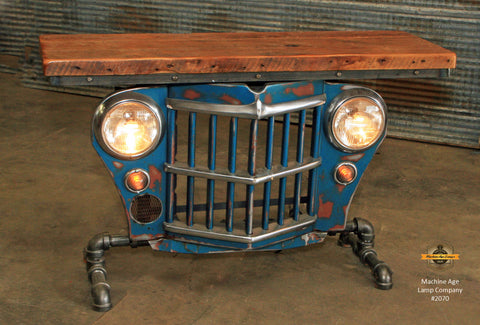 Industrial Antique Jeep CJ Military Willys Grille Table, Console, Table #2070 sold