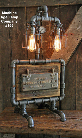Steampunk Lamp, Barn Wood and Pressure Gauge - #155 - SOLD
