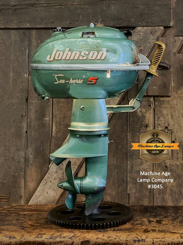 Steampunk Industrial / Antique Johnson Boat Motor / Nautical / Marine / Cabin / Lamp #3045 sold