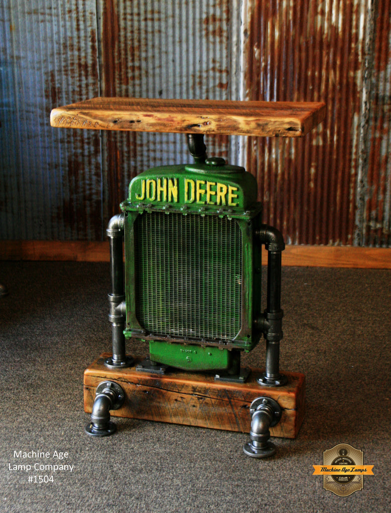 Antique Steampunk Industrial Table Stand, Hostess Station, Pub Table, Reclaimed Wood Top,John Deere #1504