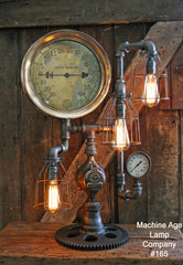 Steampunk Lamp, Steam Gauge Lighting #165 - SOLD