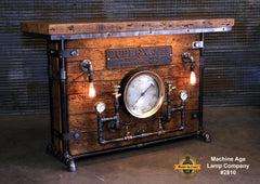 Steampunk Industrial / Bar / Barnwood /  Steam Gauge / Hostess Stand / Table / Pub / #2810