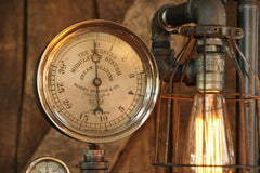 Steampunk Lamp, Steam Gauge and Green Shade #228 - SOLD