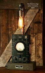 Steampunk Lamp, Antique Army Military Signal Cops and Gear Base #560 sold