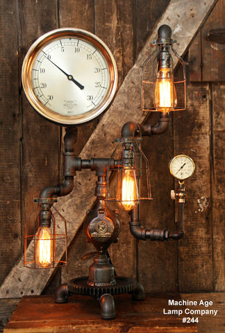 Steampunk Industrial Lamp, Steam Gauge #244 - SOLD