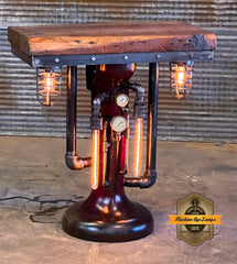 Steampunk Industrial Table / Antique Cream Separator Base / Barnwood / Hostess Stand / Table #4060