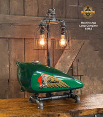 Steampunk Industrial / 1930’s Indian Scout Gas Tank Lamp / Motorcycle Lamp / Green / #3462