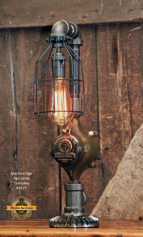 Steampunk Industrial Lamp / Gear / Brass Meter /  #1627