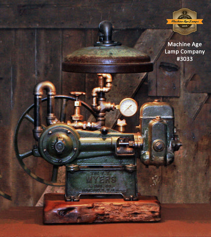 Steampunk Industrial / Machine Age Lamp / Antique F.E. Myers  / Well Pump / Farm  / Barnwood / #3033 sold