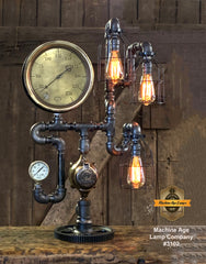Steampunk Industrial / Machine Age Lamp / Antique Steam Gauge  / Lamp #3102