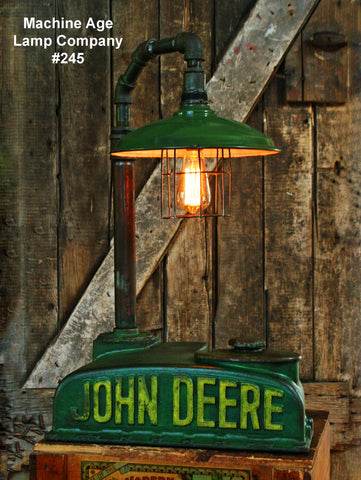 Steampunk Industrial Lamp, John Deere Dash Farm Tractor #245 - SOLD