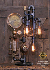 Steampunk Industrial / Steam Gauge Lamp / New York / Oiler / Lamp #2870