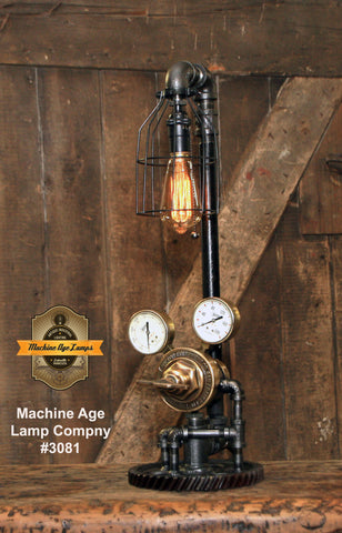 Steampunk Industrial Lamp / Antique Welding Regulator / Gear / Chicago / Lamp #3081 sold