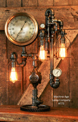 Steampunk Industrial, Steam Gauge Lamp - #773