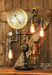 Steampunk Industrial Steam Gauge Lamp, American Oiler, #922 - SOLD