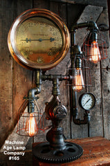 Steampunk Lamp, Steam Gauge Lighting #165 - SOLD