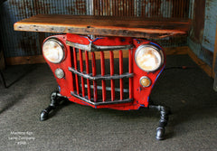 Steampunk Industrial Table, Jeep Willys Console Table, "Red" "Custom" 948 sold