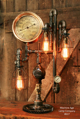 Steampunk Industrial Steam Gauge lamp,  #617