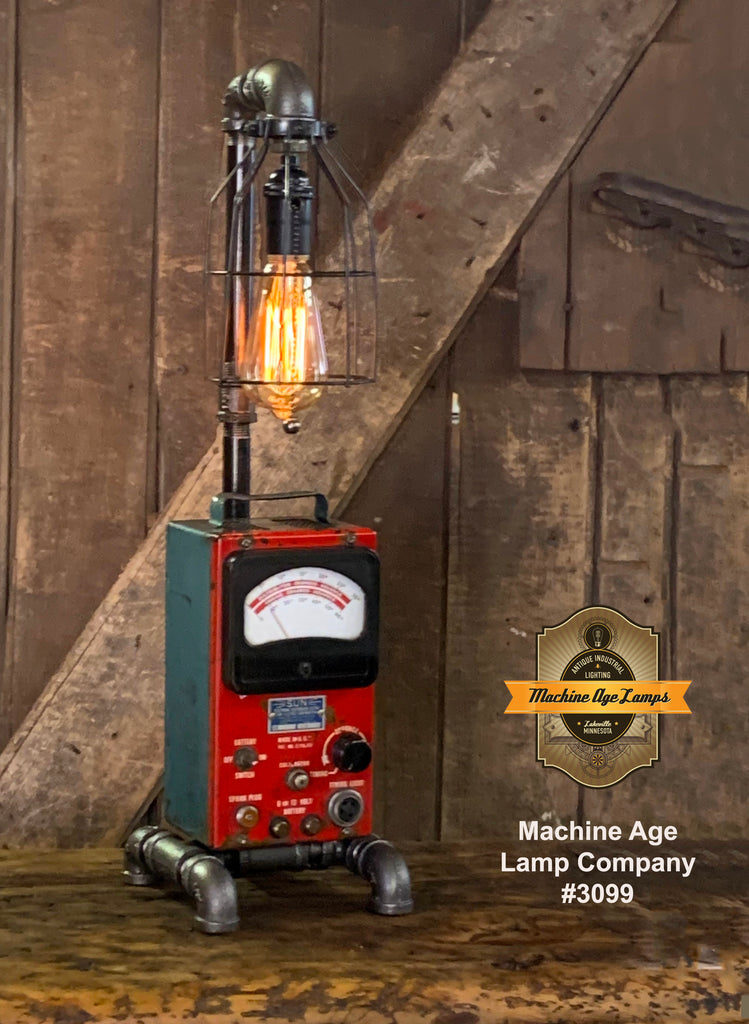 Steampunk Industrial / Antique Sun Meter / Automotive Car Garage / Lamp #3099