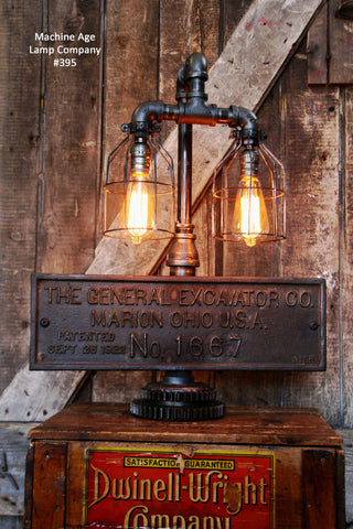 Steampunk Industrial Lamp, Steam Antique Builder Plate #395 - SOLD