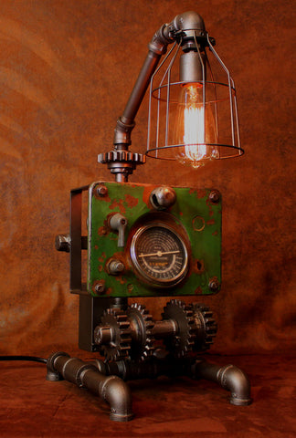 Steampunk Lamp, John Deere Tractor Dash and Gears Farm - CC13 sold