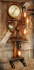 Steampunk Barn Wood Industrial Table Stand Floor 1