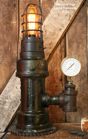 Steampunk Lamp, Antique Pipe, Lighthouse and Gear Base #326 - SOLD