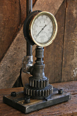 Steampunk Lamp, Antique Barn Wood and Pressure Gauge - #164 - SOLD