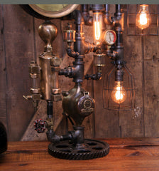 Steampunk Industrial / Steam Gauge Lamp / The Casey Hedges Co / Oiler / Lamp #3558