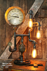 Steampunk Industrial Lamp, Steam Gauge  #287 - SOLD